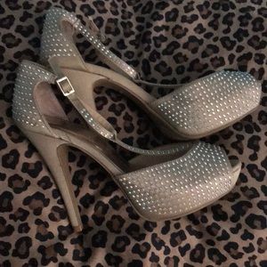 Crystal t strap platform heels